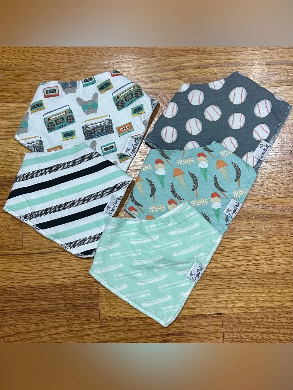 Copper Pearl Bandana Bibs Set of 5 Baseball Mint